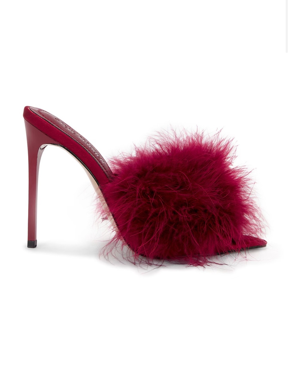 Steve Madden Ashbey Heels Red Burgundy Feather Slides Stilettos Mules Revolve 7